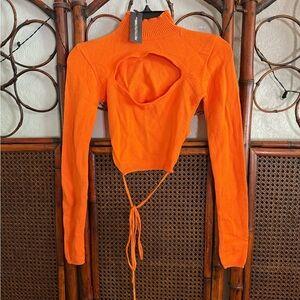 PrettyLittleThing Bright Orange Cut-Out Crop Top
